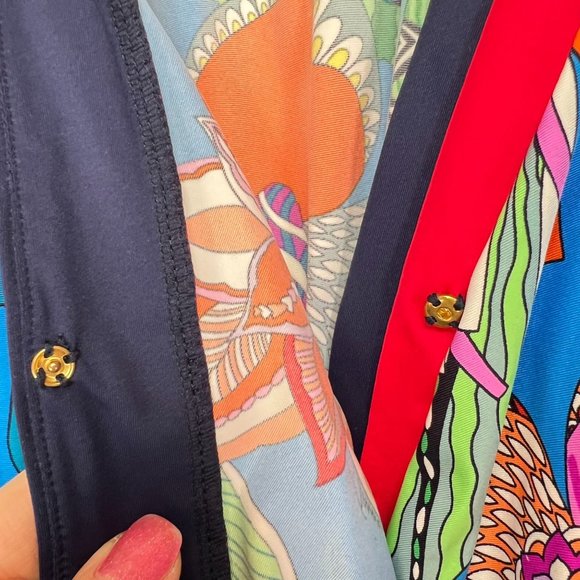 Trina Turk Tahiti Tropical Romper V-Neck Tie Waist Floral Cover-Up - Picture 7 of 8